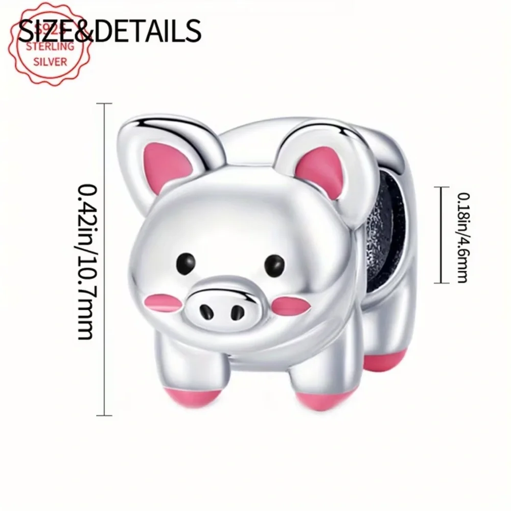 925 Sterling Silver Piggy Bracelet Charm-compatible with most charm bracelets